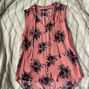 Pink floral blouse